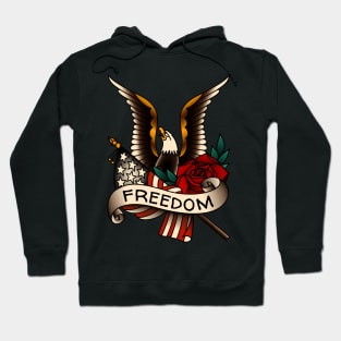 OldSalt American Traditional Freedom Eagle with Rose and Flag Hoodie